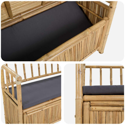 Trädgårdsförvaringsbänk 110 x 47 x 80 cm Bambus Naturfärg