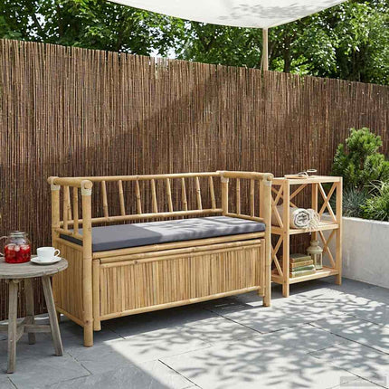 Trädgårdsförvaringsbänk 110 x 47 x 80 cm Bambus Naturfärg