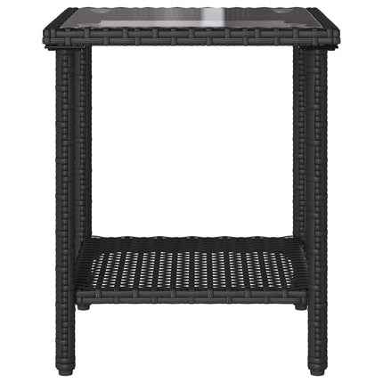 Trädgårdsoffa med kudde 2 pcs Svart och turkos Poly rattan