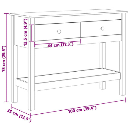 Konsolbord med låda Vaxbrun 100 x 35 x 75 cm Massivt furuvirke