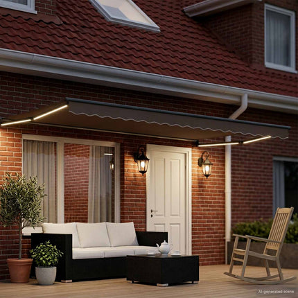 Elektrisk utdragbar markisram Antracit 4 × 3 m Aluminium