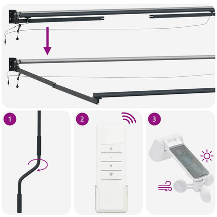 Elektrisk utdragbar markisram Antracit 4,5 × 3 m Aluminium