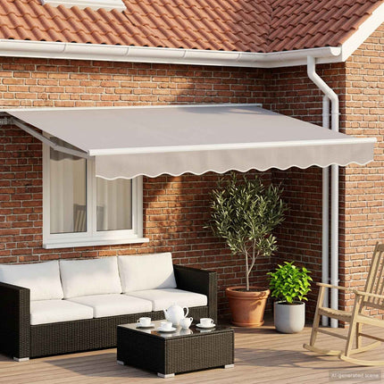 Manuell markisram med LED-lampor Vit 3 x 2 m Aluminium