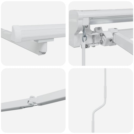 Manuell markisram med LED-lampor Vit 5 × 3,5 m Aluminium