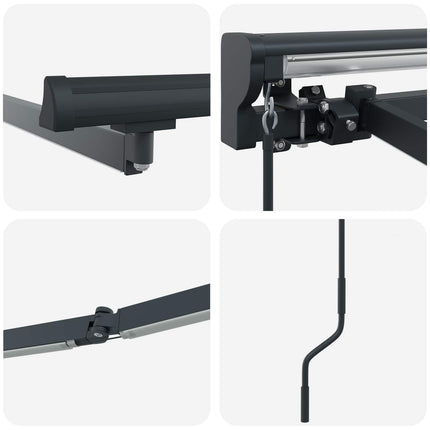 Manuell markisram med LED-lampor Antracit 4 × 3,5 m Aluminium