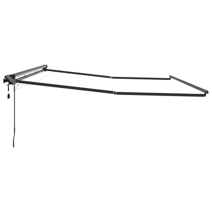 Manuell markisram med LED-lampor Antracit 5 x 3 m Aluminium