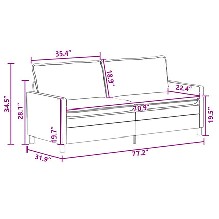 Soffa Svart 196 x 81 x 87,5 cm Sammet