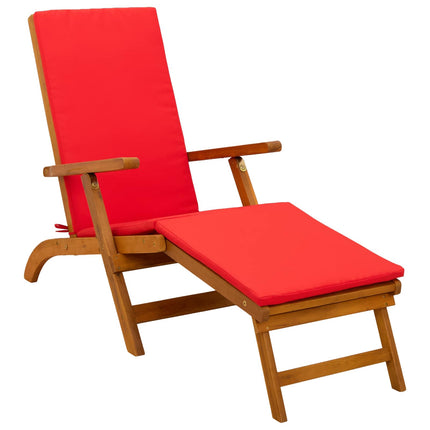 Reclining och Fällbar Solstol 2 st Massivt Akaciaträ Röd