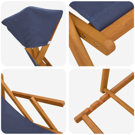 Deck Chair 3 Position Massiv Eukalyptus Trä Blå