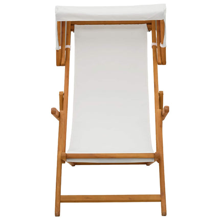 Deck Chair 3 Position Massiv Eukalyptus Trä Gräddvit