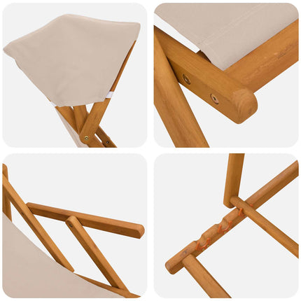 Deck Chair 3 Position Massiv Eukalyptus Trä Beige