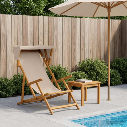 Deck Chair 3 Position Massiv Eukalyptus Trä Beige