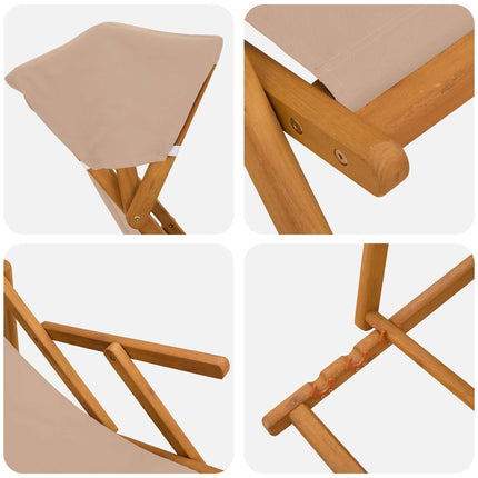 Deck Chair 3 Position Massiv Eukalyptus Trä Taupe