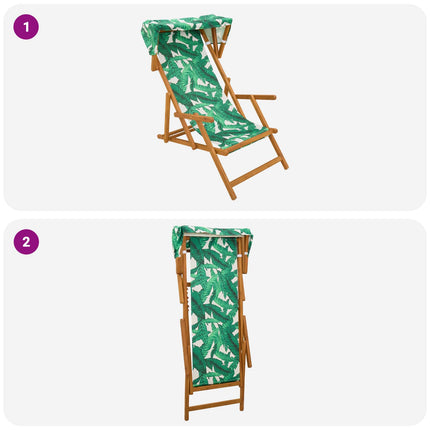 Deck Chair 3 Position Massiv Eukalyptus Trä Bladmönster