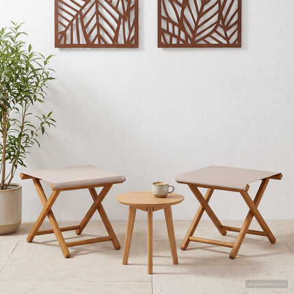 Deck Chair 2 pcs Massiv Eukalyptus Trä Beige