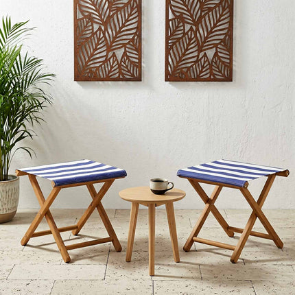 Deck Chair 2 pcs Massiv Eukalyptus Trä Blå och Vit