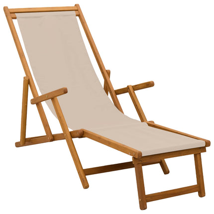 Hopfällbar solstol Massiv Eukalyptus Trä Beige