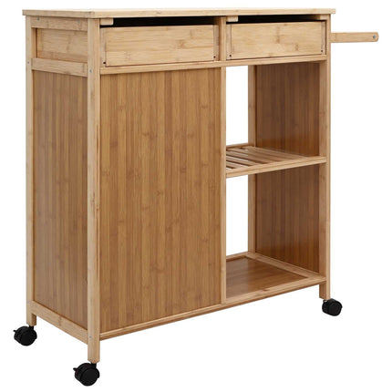 Köksvagn med hjul Naturfärg 90,5 x 36 x 86,5 cm Bambus