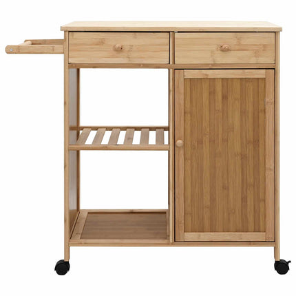 Köksvagn med hjul Naturfärg 90,5 x 36 x 86,5 cm Bambus