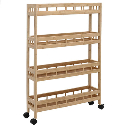Köksvagn med hjul Naturfärg 60 x 18 x 97 cm Bambus