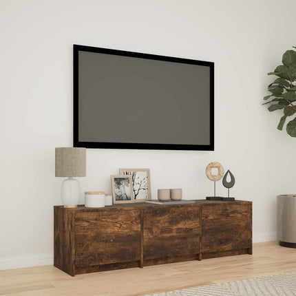TV-bänk med LED 140 x 34 x 40 cm Rökt ek Konstruerat trä