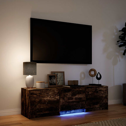 TV-bänk med LED 140 x 34 x 40 cm Rökt ek Konstruerat trä