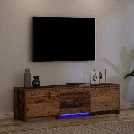 TV-bänk med LED Gammalt trä 140 x 34 x 40 cm Konstruerat trä