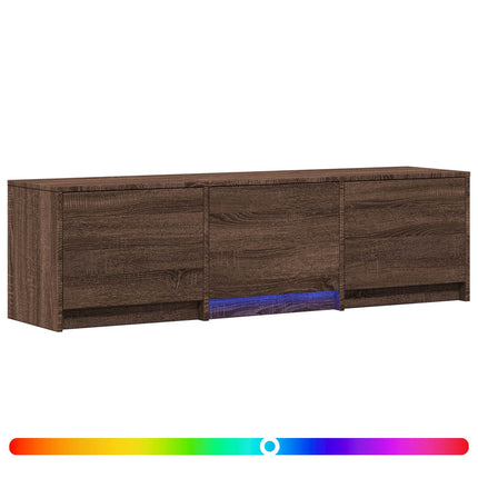TV-bänk med LED Brun ek 140 x 34 x 40 cm Konstruerat trä