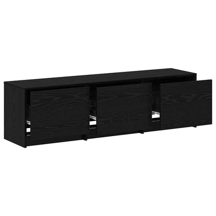 TV-bänk med LED Svart Ek 140 x 34 x 40 cm Konstruerat trä