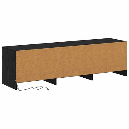 TV-bänk med LED Svart Ek 140 x 34 x 40 cm Konstruerat trä