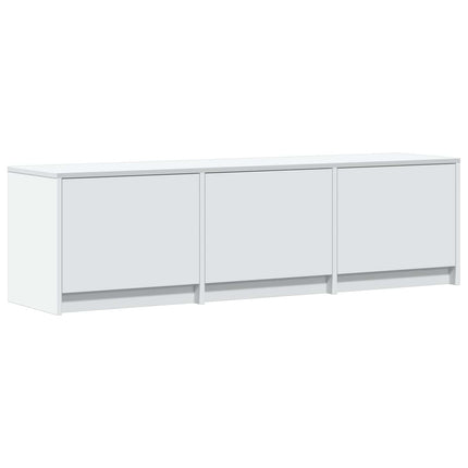 TV-bänk med LED med låda Vit 140 x 34 x 40 cm Konstruerat trä