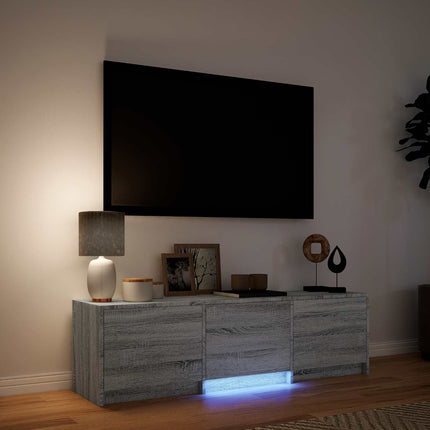 TV-bänk med LED Grå Sonoma 140 x 34 x 40 cm Konstruerat trä