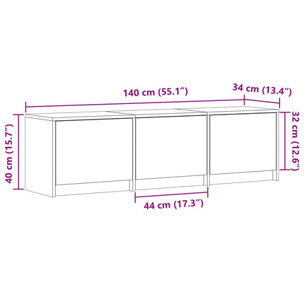 TV-bänk med LED 140x34x40 cm Grå Sonoma Konstruerat trä