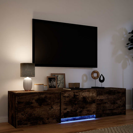 TV-bänk med LED 165 x 34 x 40 cm Rökt ek Konstruerat trä