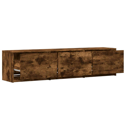 TV-bänk med LED Rökt Ek 165 x 34 x 40 cm Konstruerat trä