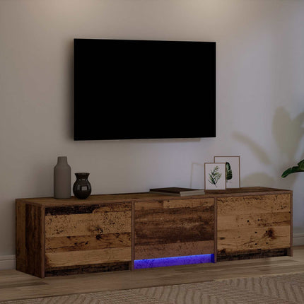 TV-bänk med LED Gammalt trä 165 x 34 x 40 cm Konstruerat trä