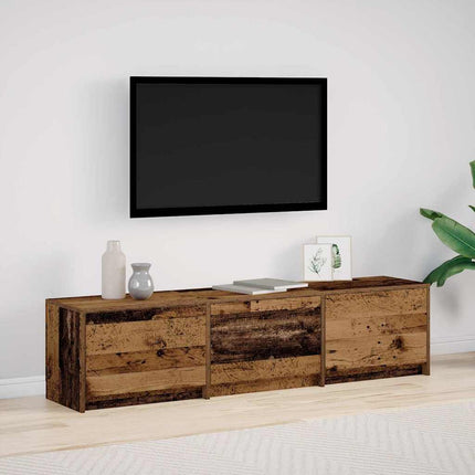 TV-bänk med LED Gammalt trä 165 x 34 x 40 cm Konstruerat trä