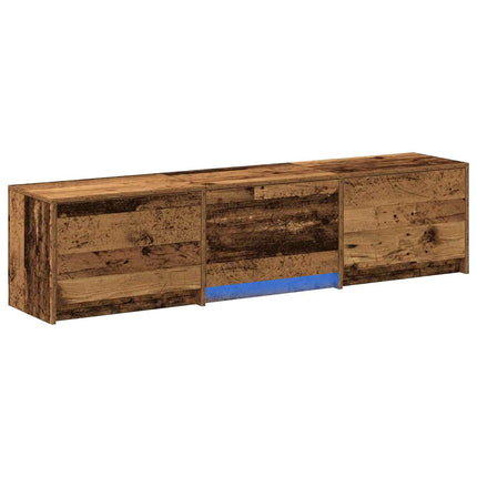 TV-bänk med LED Gammalt trä 165 x 34 x 40 cm Konstruerat trä