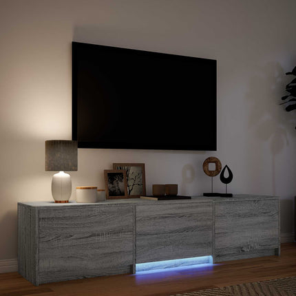 TV-bänk med LED Grå Sonoma 165 x 34 x 40 cm Konstruerat trä