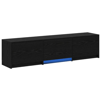 TV-bänk med LED Svart Ek 165 x 34 x 40 cm Konstruerat trä