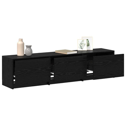 TV-bänk med LED Svart Ek 165 x 34 x 40 cm Konstruerat trä