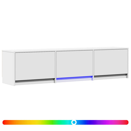 TV-bänk med LED med LED Vit 165 x 34 x 40 cm Konstruerat trä