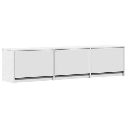 TV-bänk med LED med LED Vit 165 x 34 x 40 cm Konstruerat trä