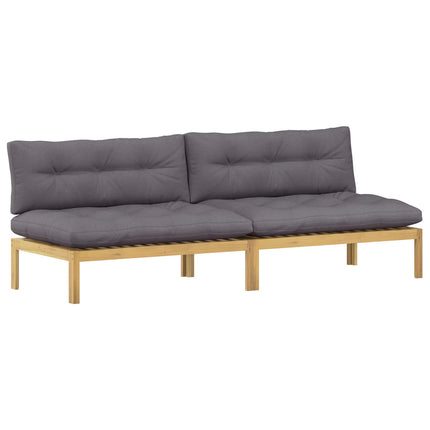 Mellansoffa Ljust akaciet och mörkgrå 240 x 80 x 82 cm
