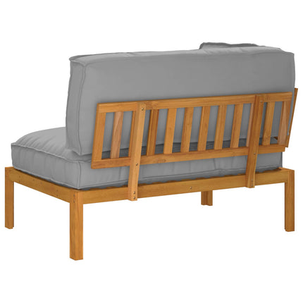 Soffset med kudde Grå 133 x 92 x 69 cm Massivt Akaciaträ