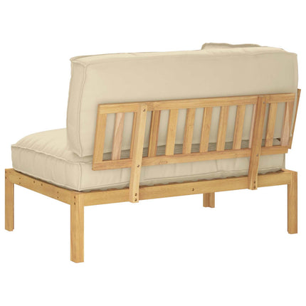 Soffset med kudde Beige 133 x 92 x 69 cm Massivt Akaciaträ