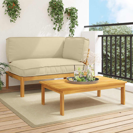 Soffset med kudde Enfärgad 2 pcs Beige Massivt Akaciaträ