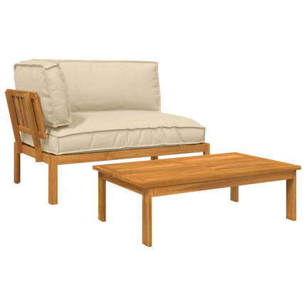 Soffset med kudde Enfärgad 2 pcs Beige Massivt Akaciaträ
