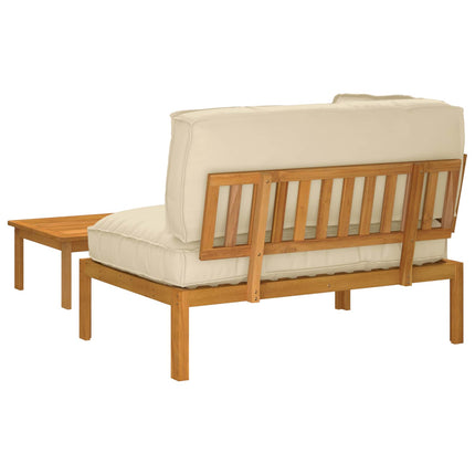 Soffset med kudde Enfärgad 2 pcs Beige Massivt Akaciaträ