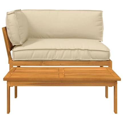 Soffset med kudde Enfärgad 2 pcs Beige Massivt Akaciaträ